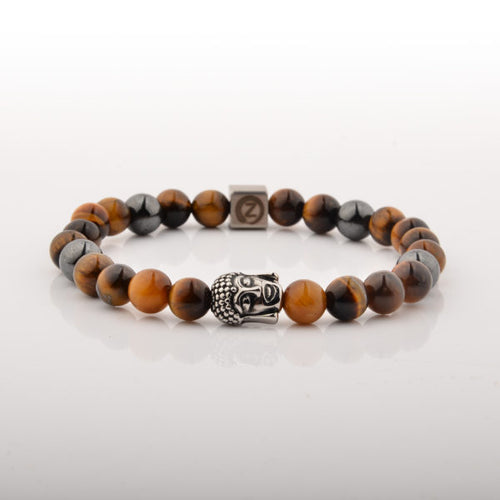 Tiger Eye Bracelet Buddha Healing Jewelry with Hematite Beads, True Zen Art from TIGEREYES